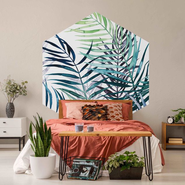 Hexagon Behang Exotic Foliage - Palm Tree