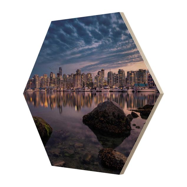 Hexagons houten schilderijen Vancouver At Sunset