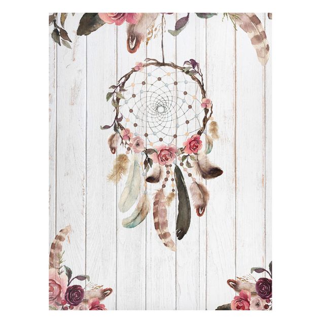 Magneetborden Dream Catcher Feathers Wood Look White