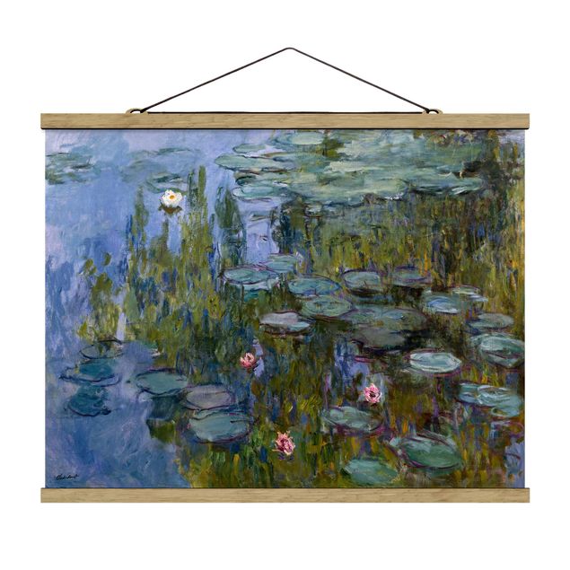 Stoffen schilderij met posterlijst Claude Monet - Water Lilies (Nympheas)