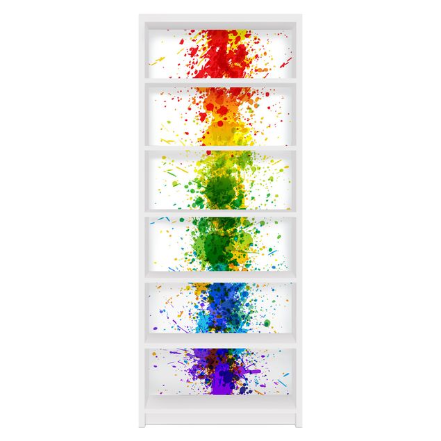 Meubelfolie IKEA Billy Boekenkast Rainbow Splatter