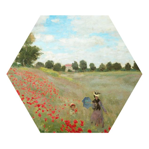 Hexagons Forex schilderijen Claude Monet - Poppy Field Near Argenteuil