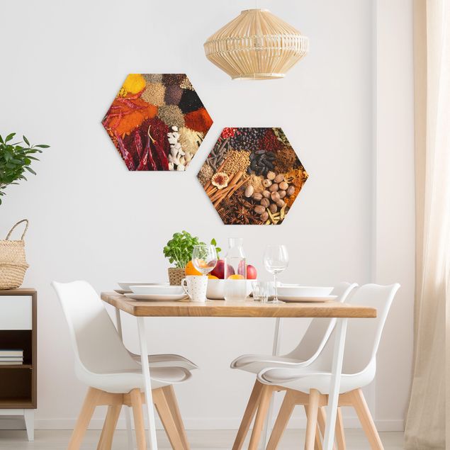 Hexagons Forex schilderijen - 2-delig Exotic Spices