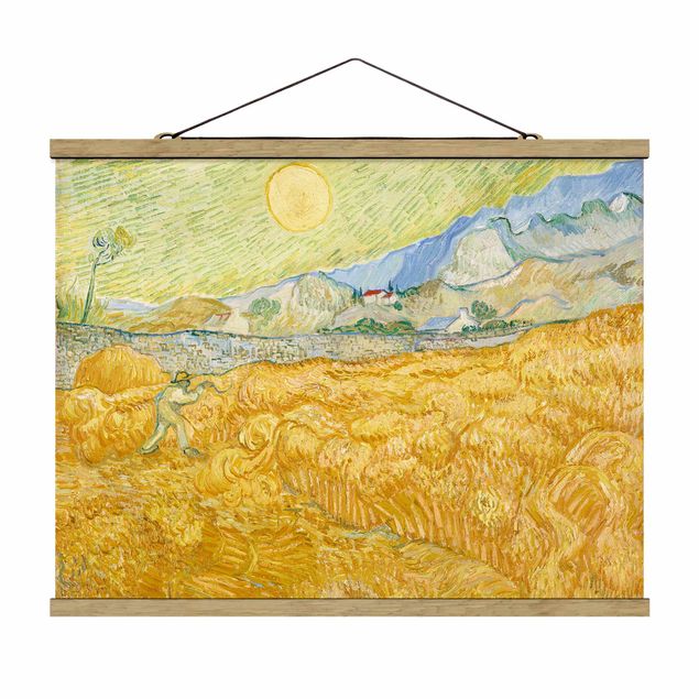 Stoffen schilderij met posterlijst Vincent Van Gogh - The Harvest, The Grain Field