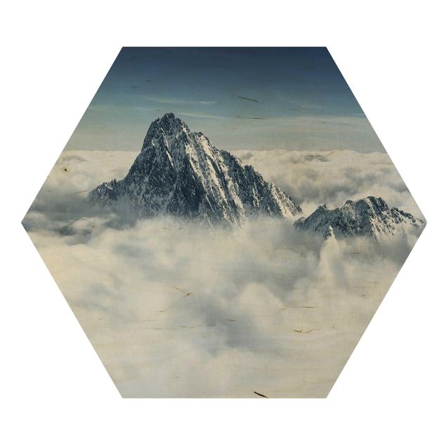 Hexagons houten schilderijen The Alps Above The Clouds