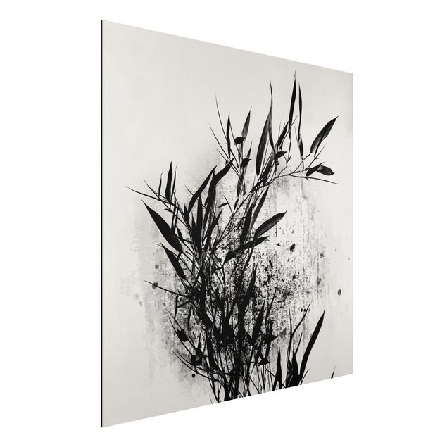 Aluminium Dibond schilderijen Graphical Plant World - Black Bamboo