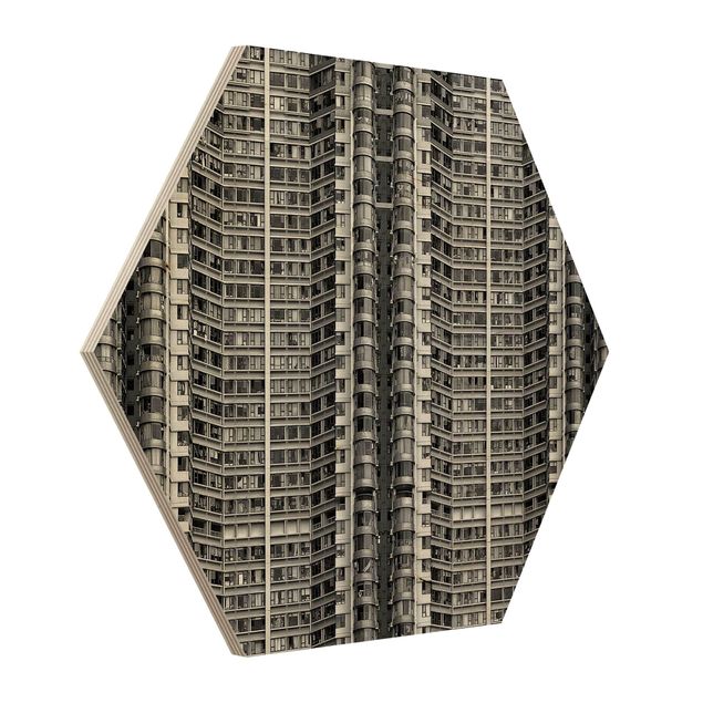 Hexagons houten schilderijen Skyscraper