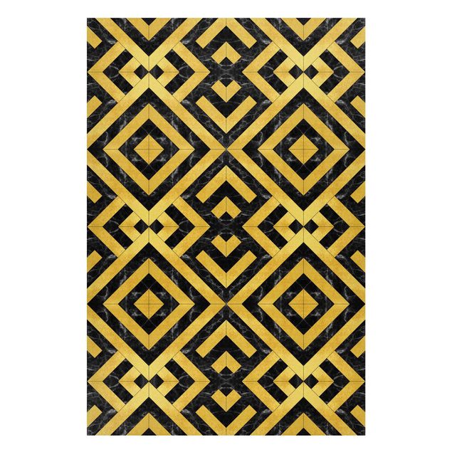 Magneetborden Geometrical Tile Mix Art Deco Gold Black Marble