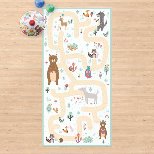 buitenkleed balkon Playoom Mat Forest Animals - Friends On A Forest Path