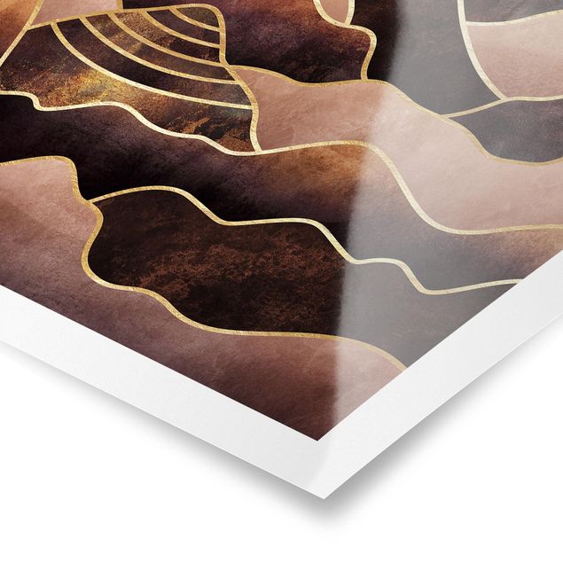 Posters Golden Sun Abstract Mountains