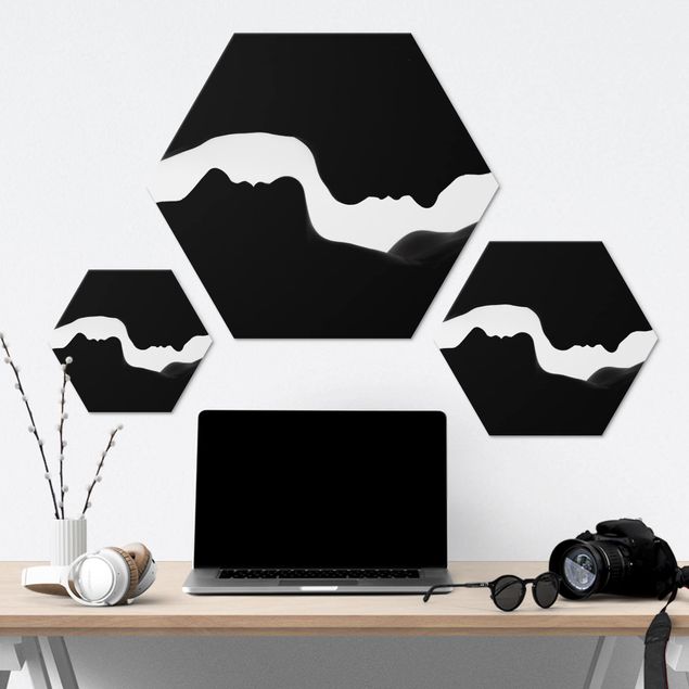 Hexagons Aluminium Dibond schilderijen Silhouettes
