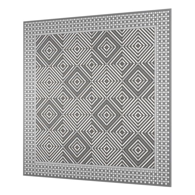Spatscherm keuken Geometrical Tiles Vortex Grey With Mosaic Frame