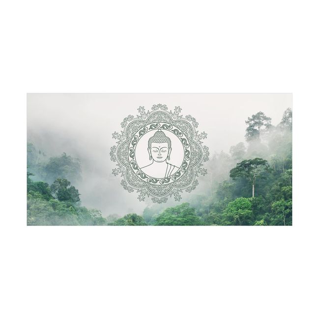 groen vloerkleed Buddha Mandala In Fog