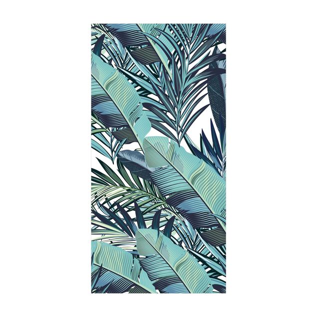 tapijt turquoise Turquoise Leaves Jungle Pattern
