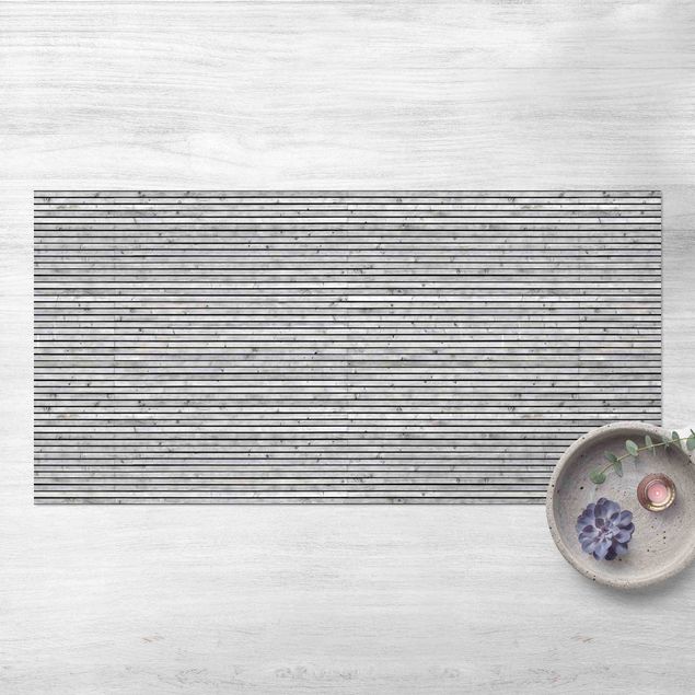 buitenkleed balkon Wooden Wall With Narrow Strips Black And White