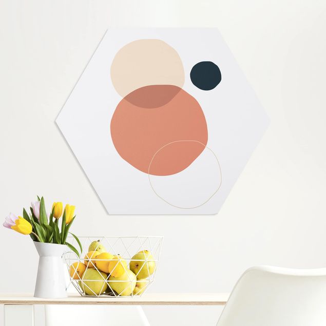 Hexagons Forex schilderijen Line Art Circles Pastel
