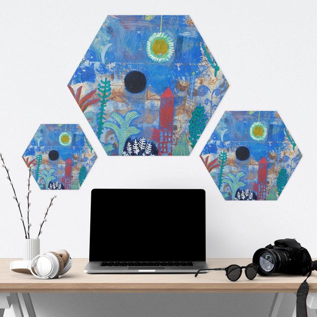 Hexagons Aluminium Dibond schilderijen Paul Klee - Sunken Landscape