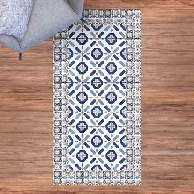 Loper tapijt Moroccan Tiles Flower Window With Tile Frame