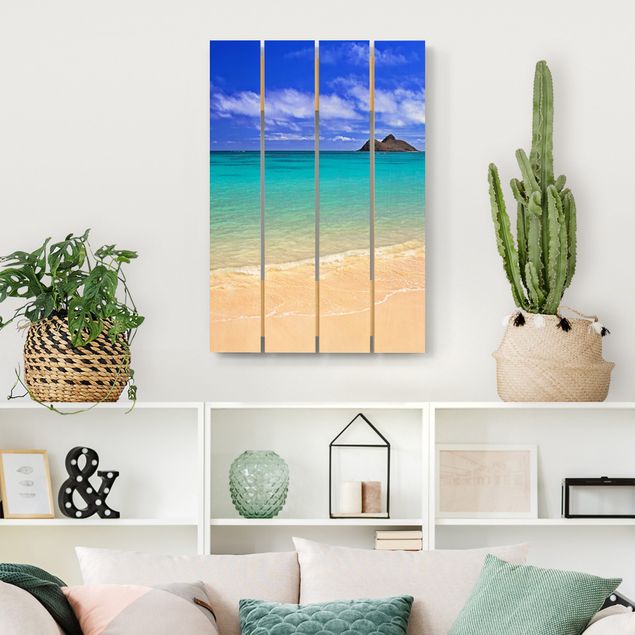 Houten schilderijen op plank Paradise Beach