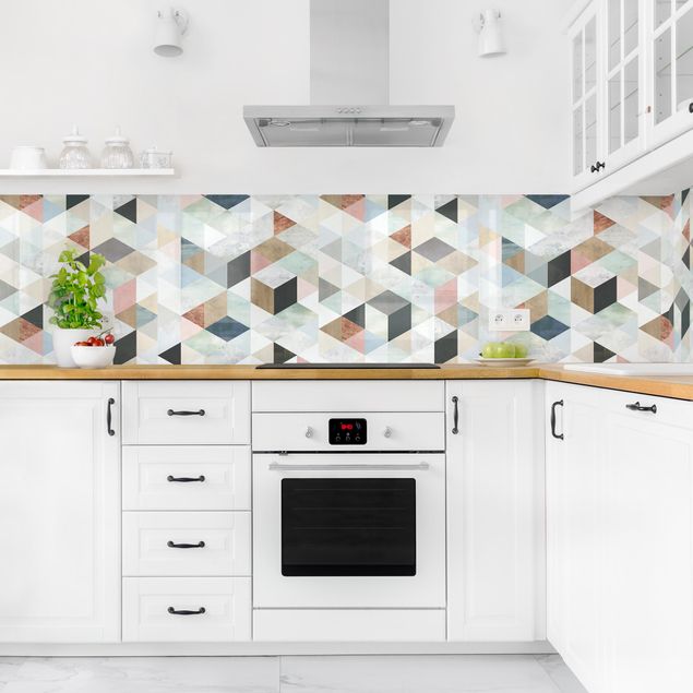 Achterwand in keuken Watercolour Mosaic With Triangles III