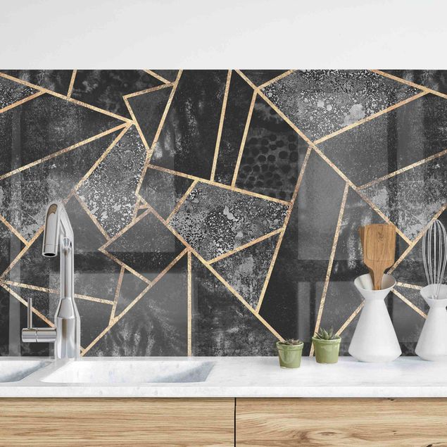 Achterwand voor keuken patroon Gray Triangles Gold II