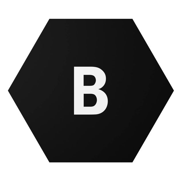 Hexagons Aluminium Dibond schilderijen Letter Black B