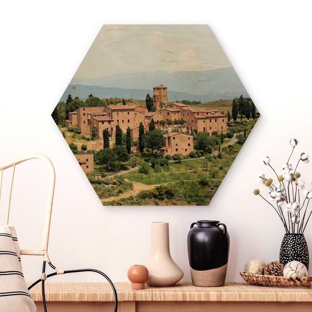 Hexagons houten schilderijen Charming Tuscany