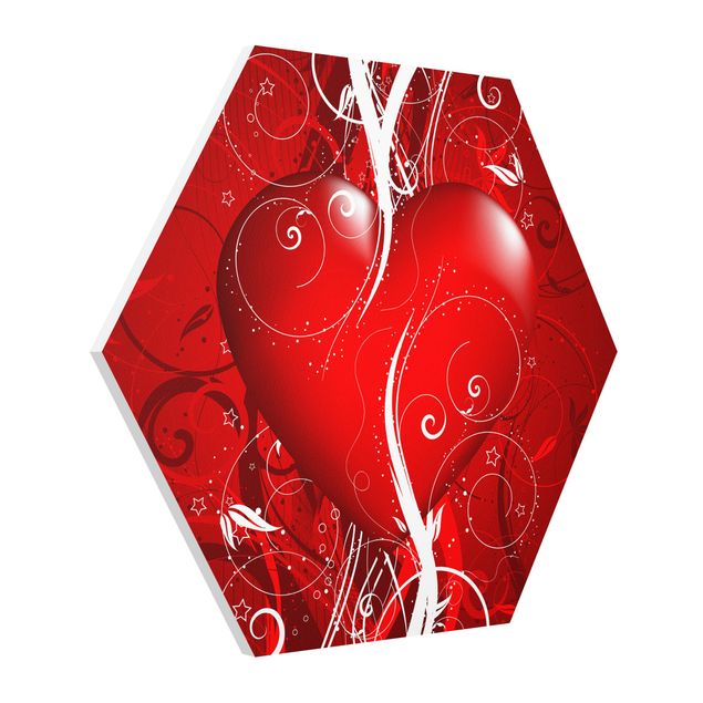 Hexagons Forex schilderijen Floral Heart