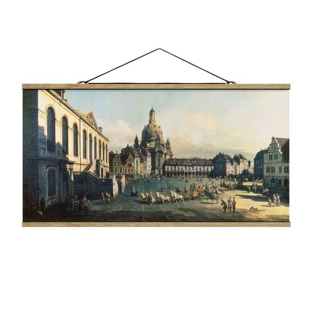 Stoffen schilderij met posterlijst Bernardo Bellotto - New Market Square In Dresden From The Jüdenhof