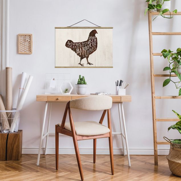Stoffen schilderij met posterlijst Farm BBQ - Chicken