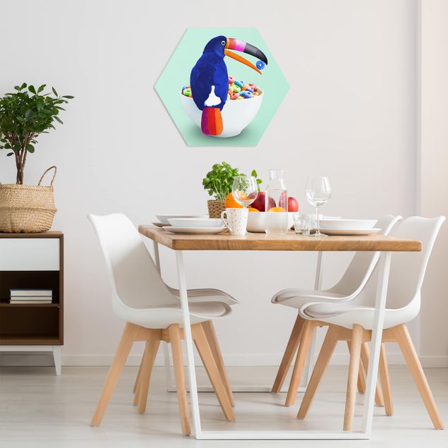 Hexagons Forex schilderijen Breakfast With Toucan