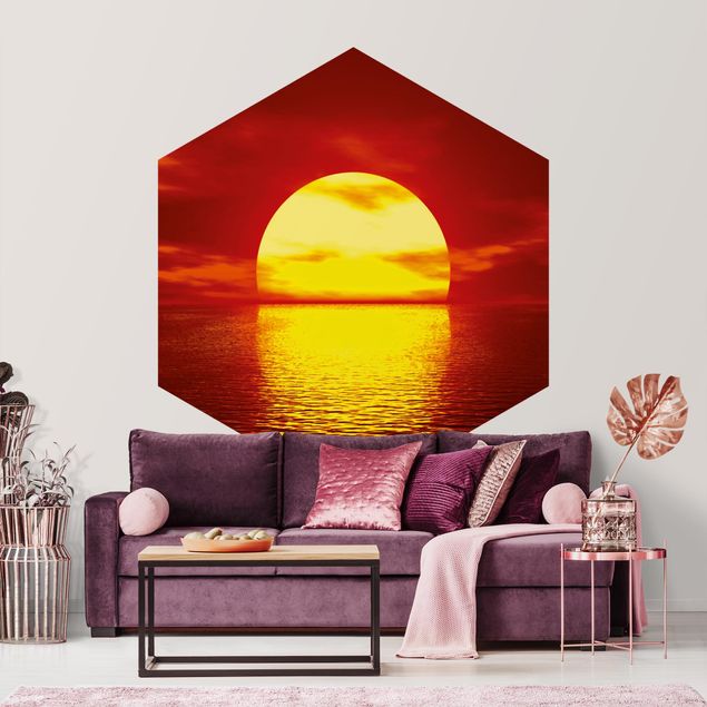 Hexagon Behang Fantastic Sunset