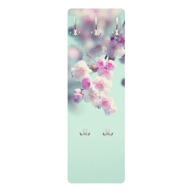 Wandkapstokken houten paneel Colourful Cherry Blossoms