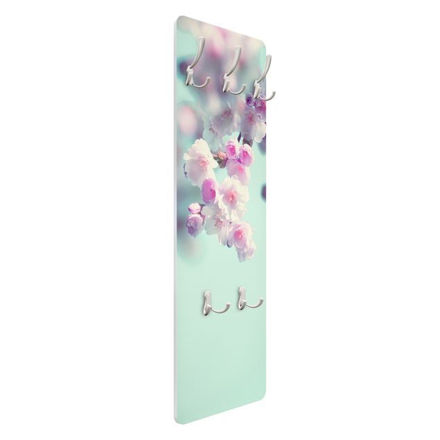 Wandkapstokken houten paneel Colourful Cherry Blossoms
