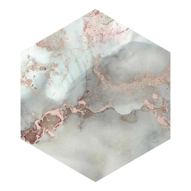 Hexagon Behang Colour Experiments Marble Pastel And Gold