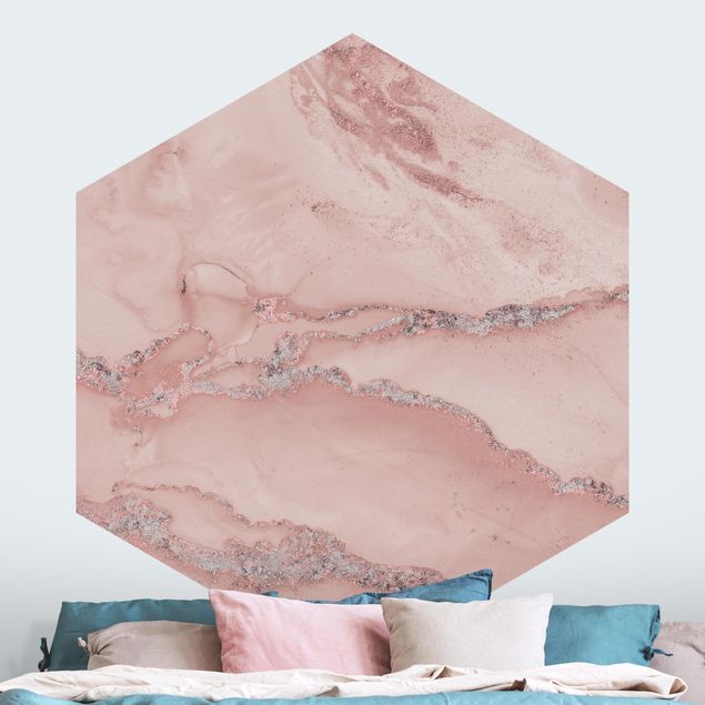 Hexagon Behang Colour Experiments Marble Light Pink And Glitter