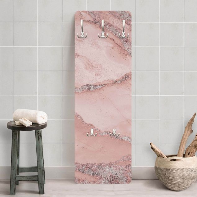 Wandkapstokken houten paneel Colour Experiments Marble Light Pink And Glitter