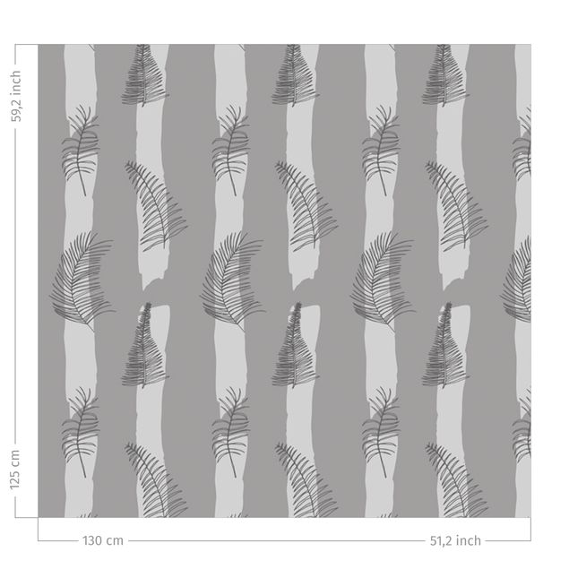Moderne gordijnen Fern Illustration With Stripes - Grey
