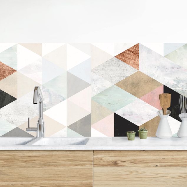 Achterwand voor keuken patroon Watercolour Mosaic With Triangles I