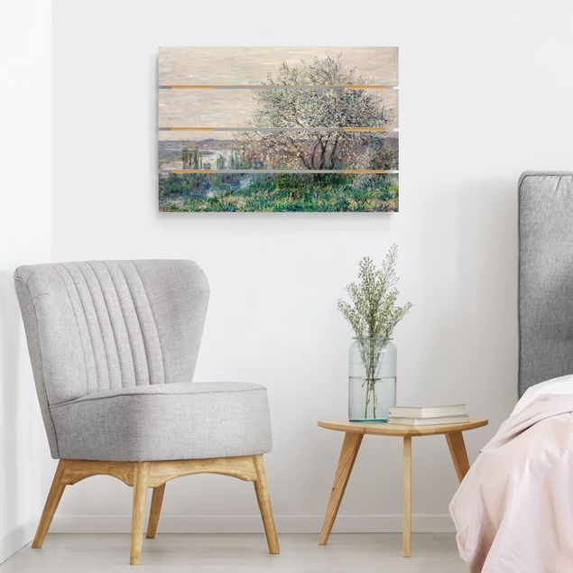 Houten schilderijen op plank Claude Monet - Spring in Vétheuil