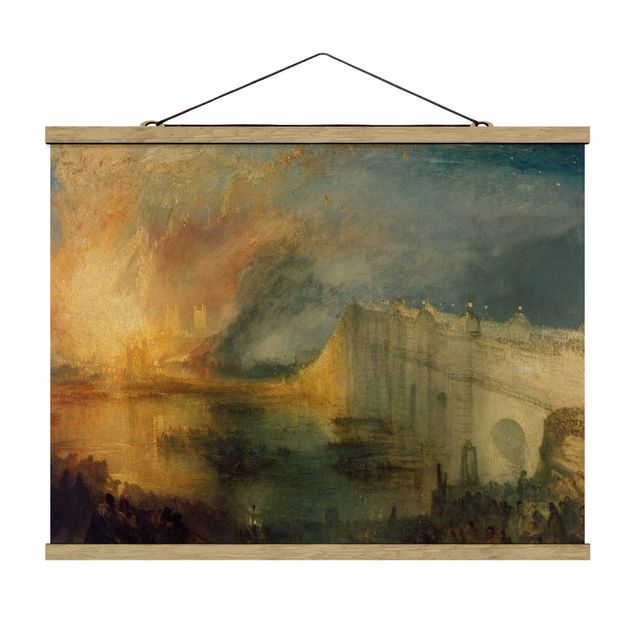 Stoffen schilderij met posterlijst William Turner - The Burning Of The Houses Of Lords And Commons