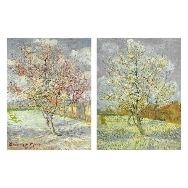 Canvas schilderijen - 2-delig  Vincent Van Gogh - Peach Blossom In The Garden
