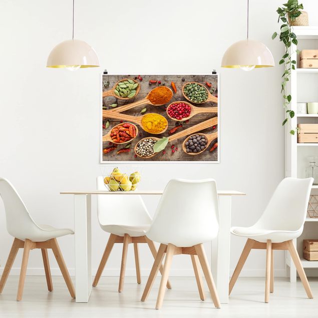 Posters Spices On Wooden Spoon