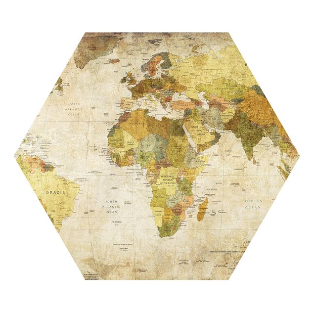 Hexagons Forex schilderijen World map