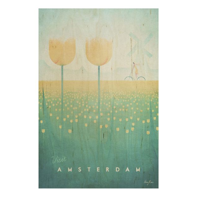 Houten schilderijen Travel Poster - Amsterdam