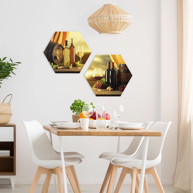 Hexagons Forex schilderijen - 2-delig Wine With A View