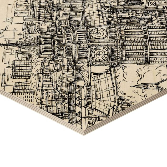 Hexagons houten schilderijen City Study - London Eye