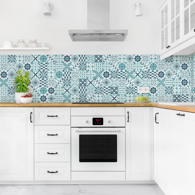 Achterwand voor keuken tegelmotief Geometrical Tile Mix Turquoise