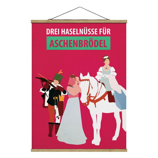 Stoffen schilderij met posterlijst Film Poster Three Wishes For Aschebrödel