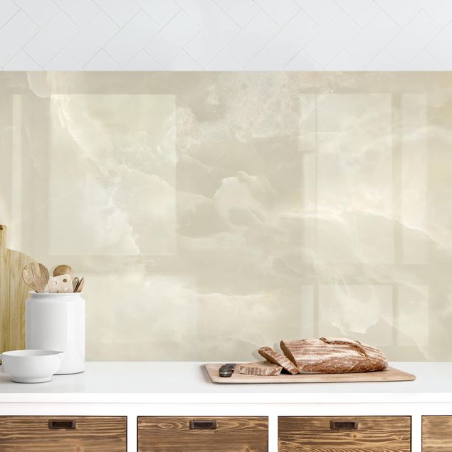Achterwand voor keuken patroon Onyx Marble Cream